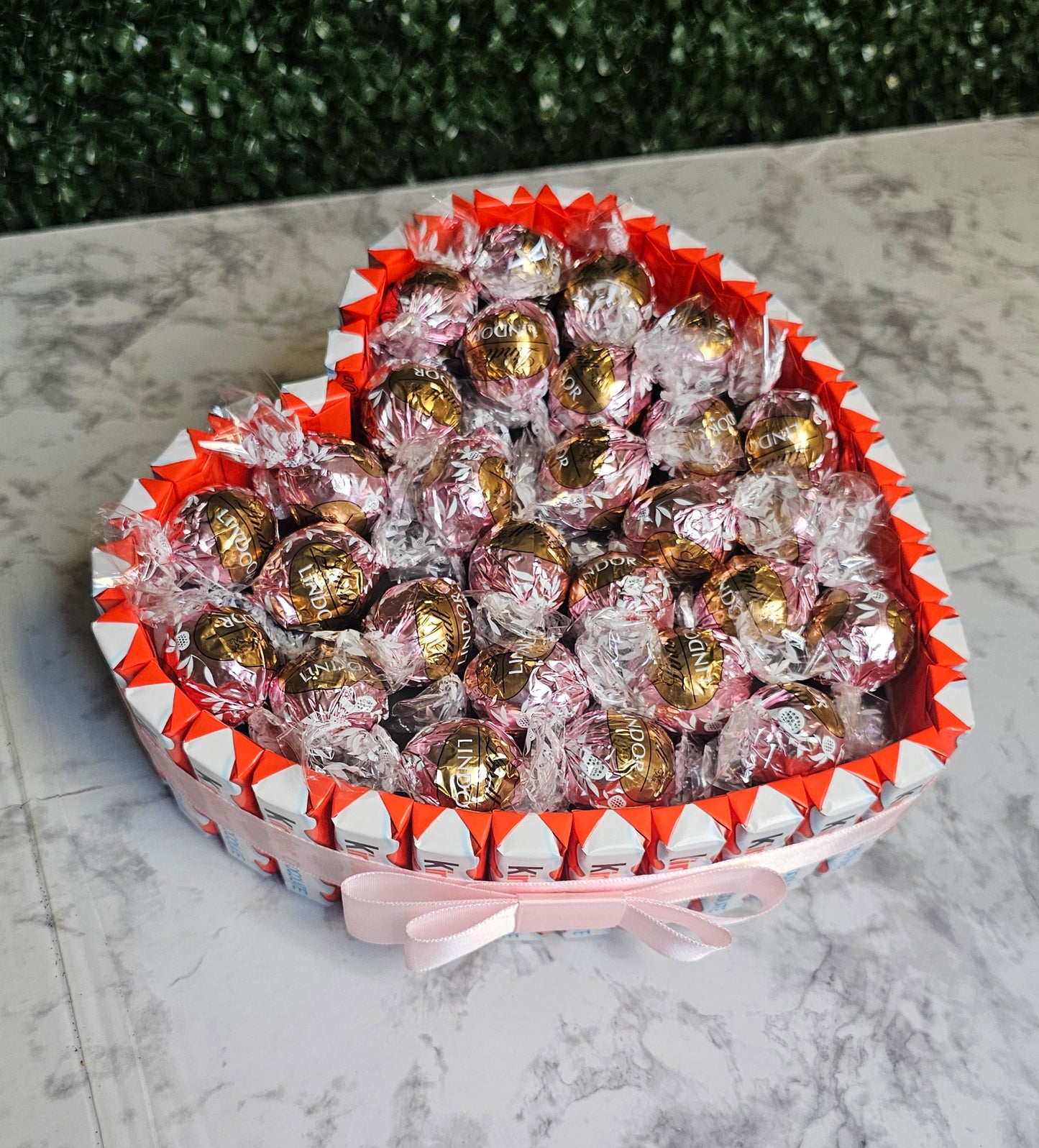 Neapolitan Lindt Lindor and Kinder Chocolate Heart